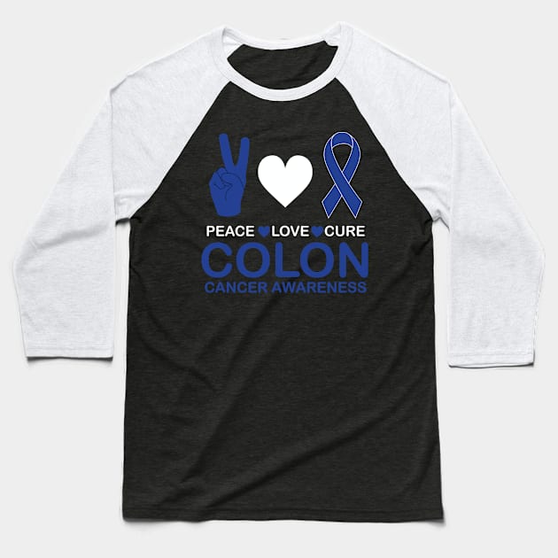 Colon Cancer Awareness Blue ribbon Baseball T-Shirt by magazin